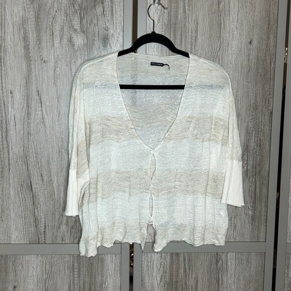 Stella Carakasi Cardigan Size S/M Cropped Lightweight Linen Blend Relaxed - Picture 1 of 9